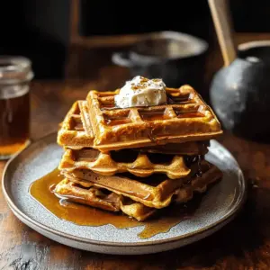 Cider Pumpkin Waffles with Salted Maple Butter.