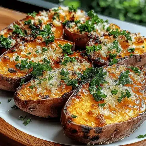 Garlic Parmesan Sweet Potato Wedges