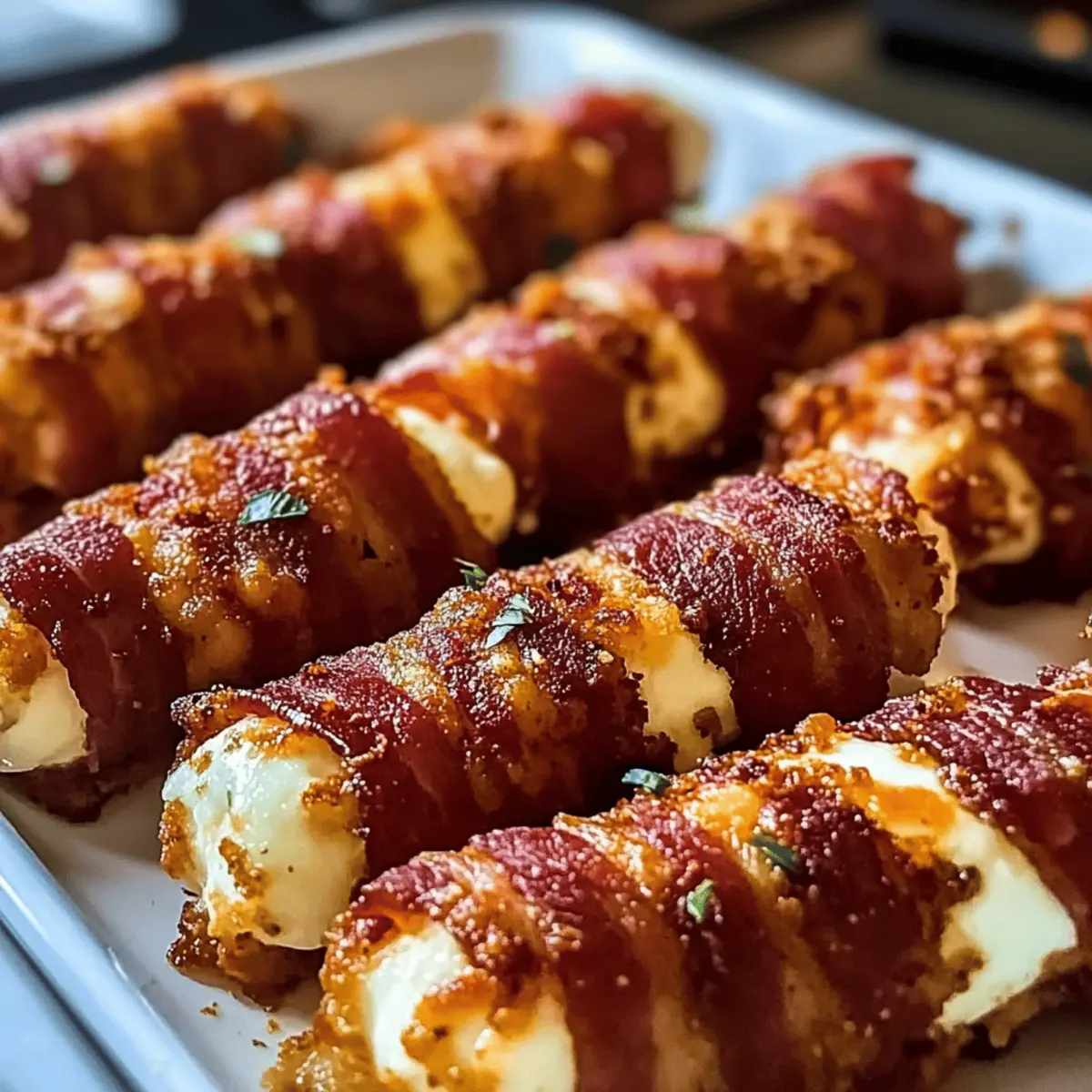 Nashville Hot Bacon Wrapped Mozzarella Sticks