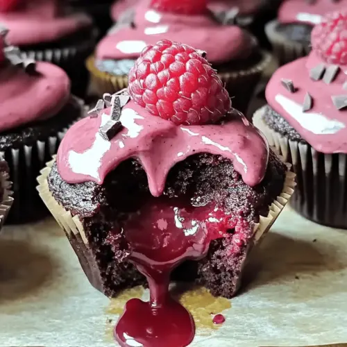 Raspberry Chocolate Lava Cupcakes