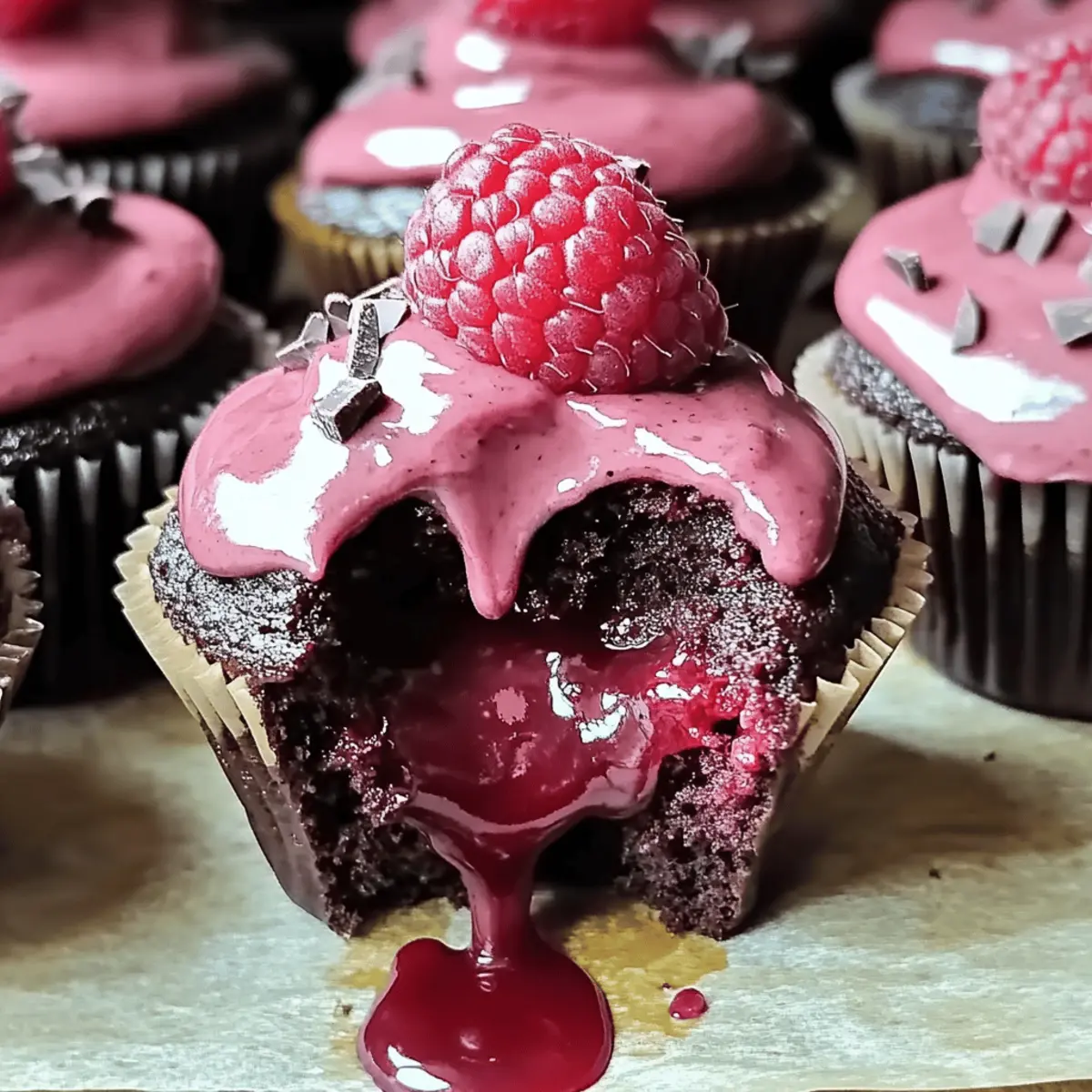 Raspberry Chocolate Lava Cupcakes