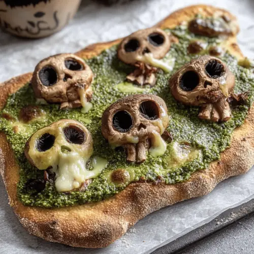 Spooky Mushroom French Bread Pizza