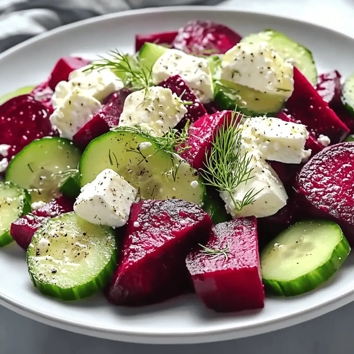 Vibrant Beet Feta Salad with Cucumber and Dill