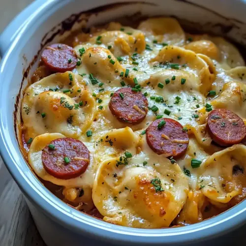 Crockpot Pierogi Casserole with Kielbasa