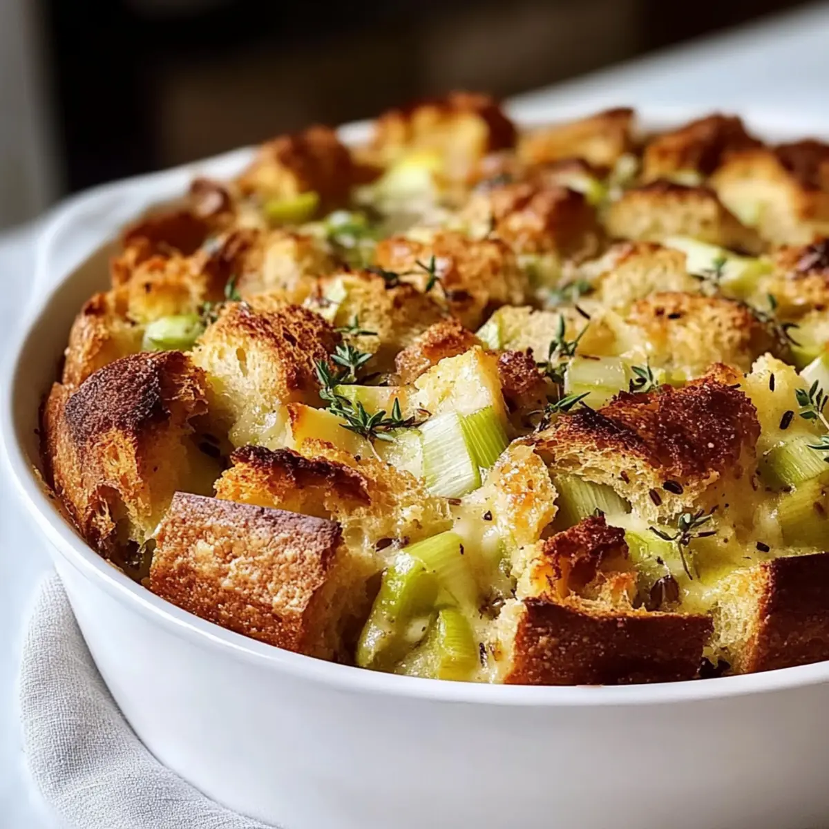 Savory Leek and Gruyère Bread Pudding