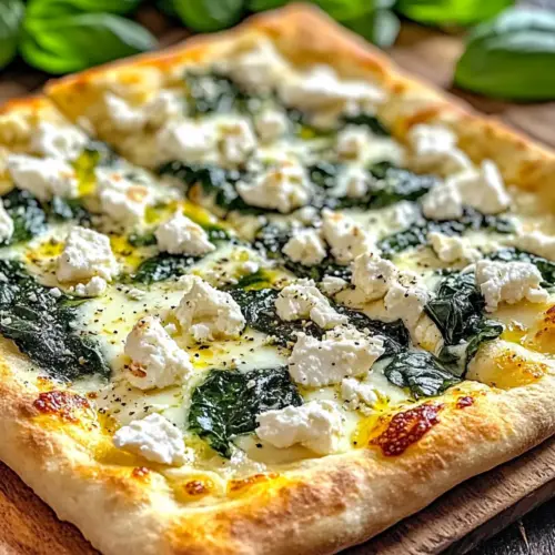 Greek Roasted Garlic Spinach White Pizza