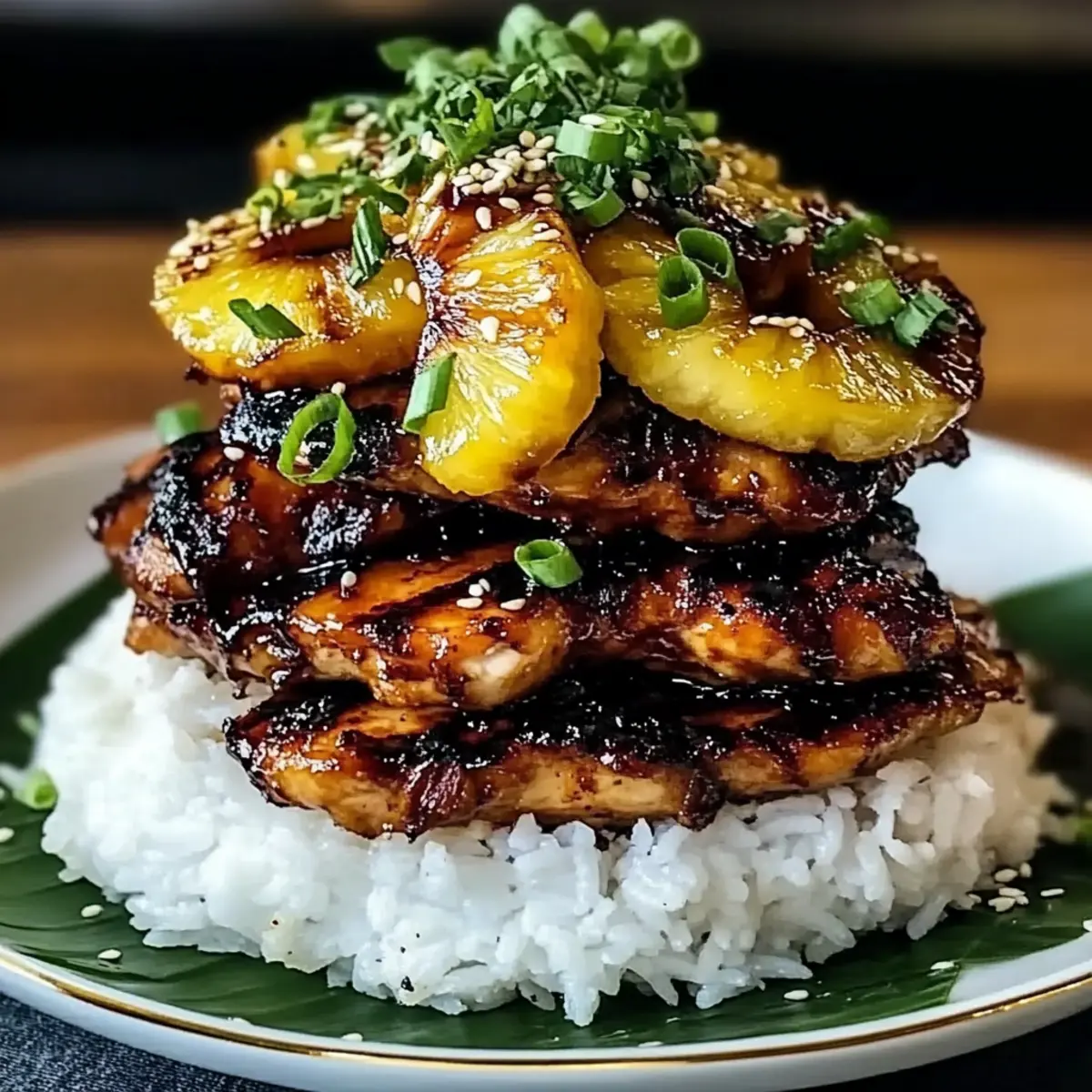 Hawaiian Huli Huli Chicken Stack