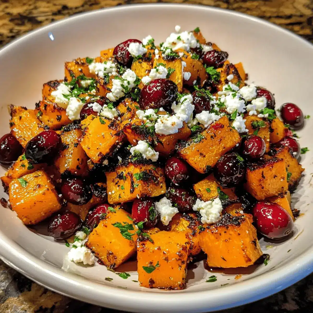 Roasted Butternut Squash with Cranberries and Feta Bliss