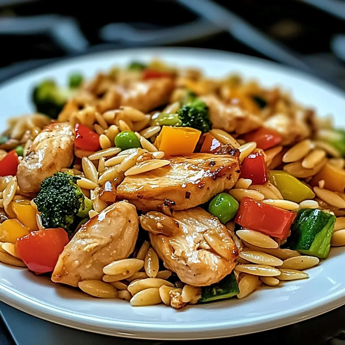 Lemon Chicken & Veggie Orzo Stir Fry
