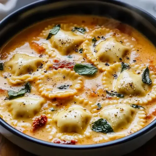 Creamy Tuscan Ravioli Soup