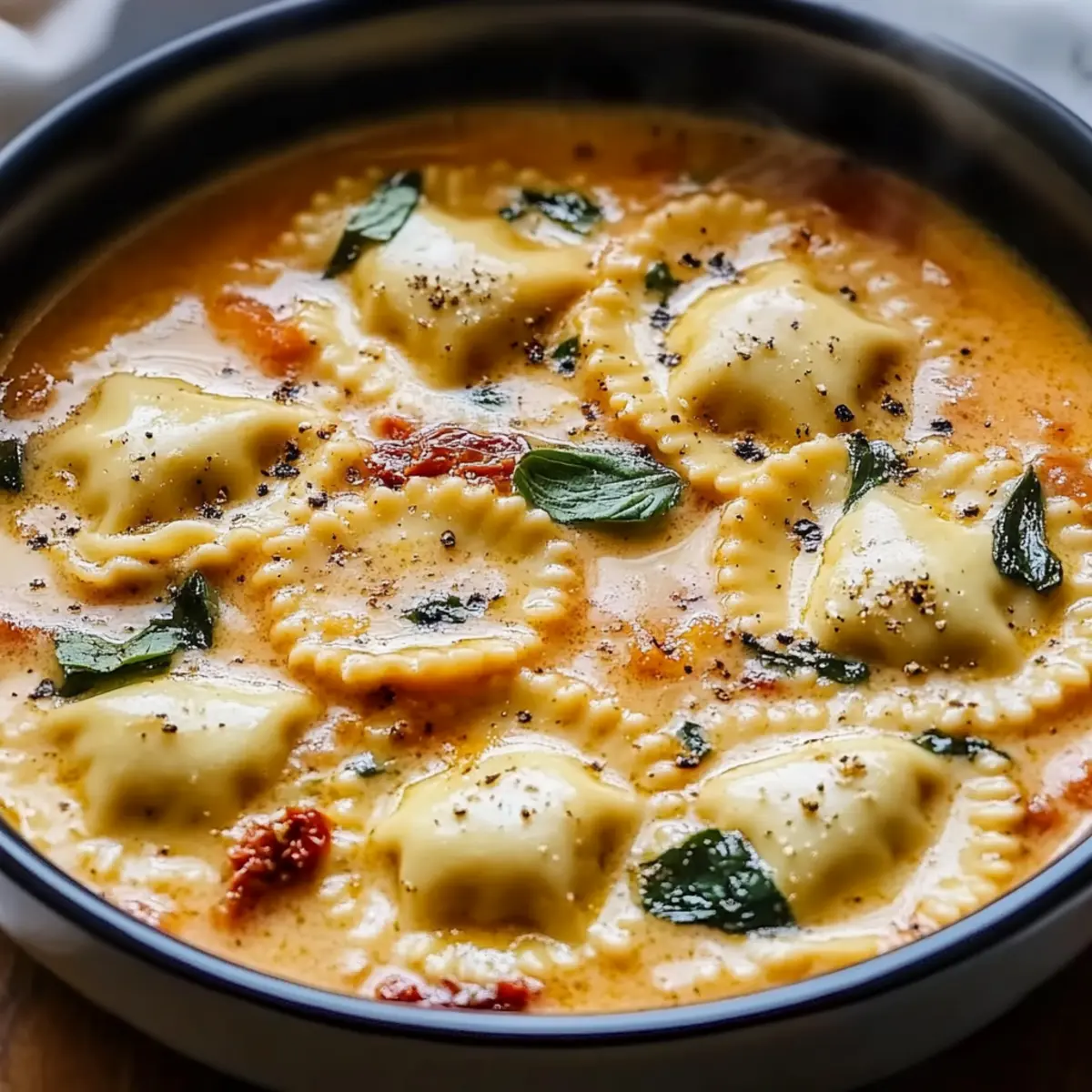 Creamy Tuscan Ravioli Soup