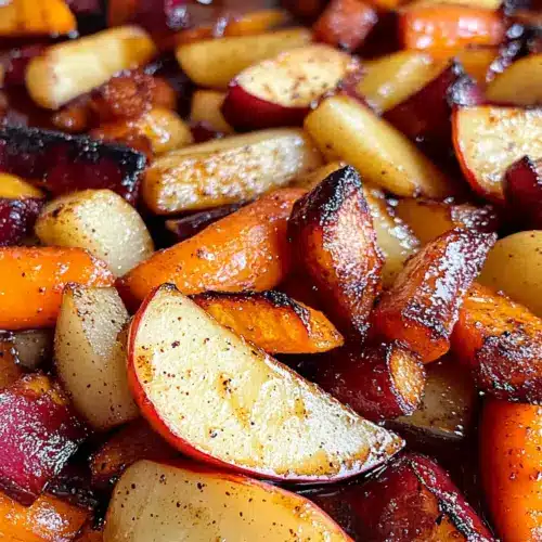 Maple Dijon Roasted Apples & Carrots