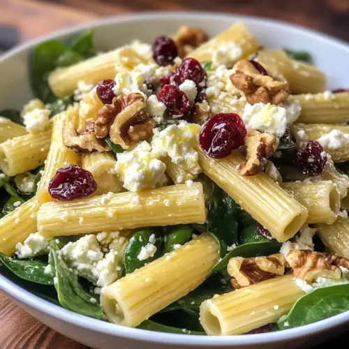 Feta & Cranberry Rigatoni Salad with Lemon Vinaigrette