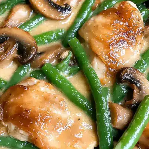 Chicken and Green Beans in Creamy Mushroom Sauce