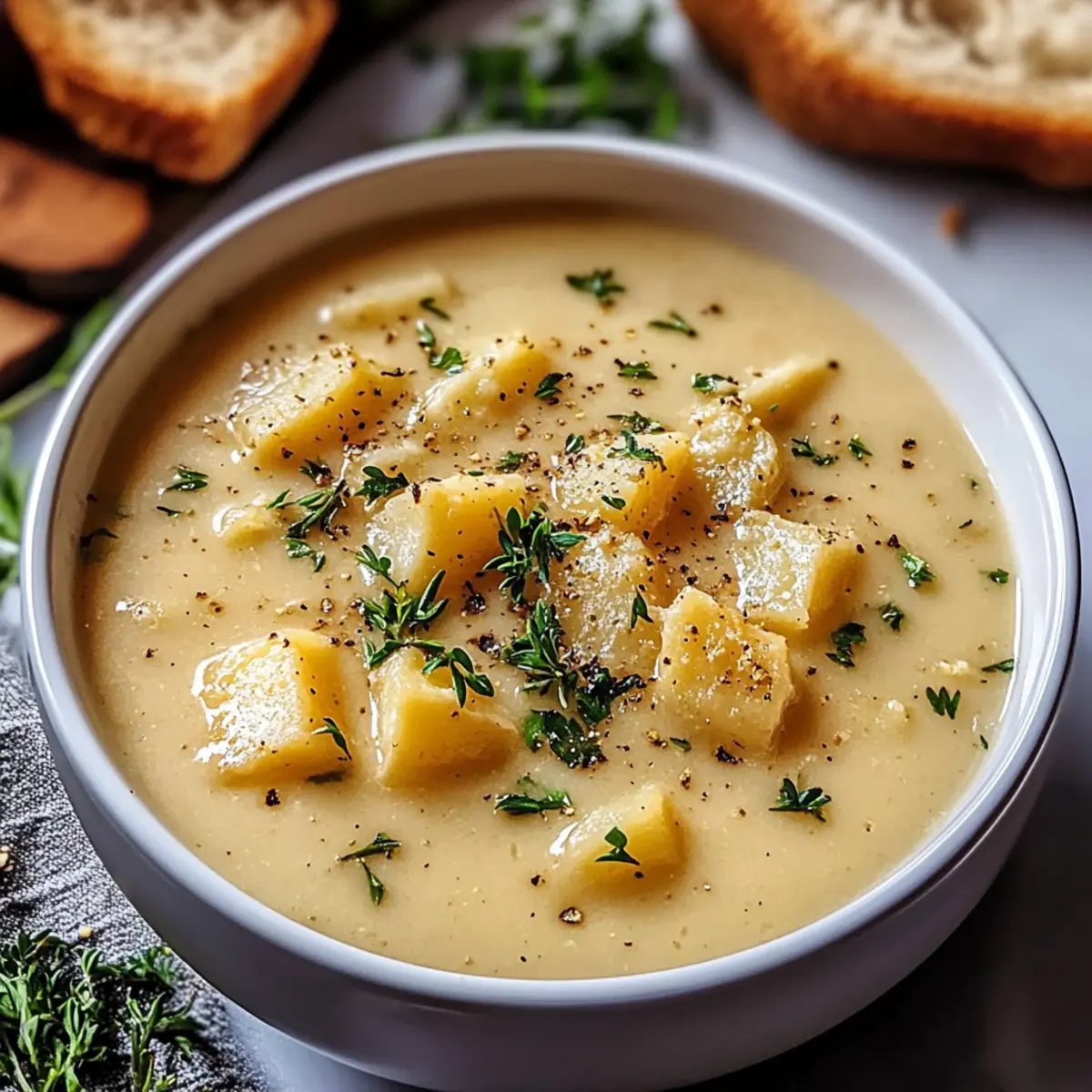 Cheddar Garlic Herb Potato Soup