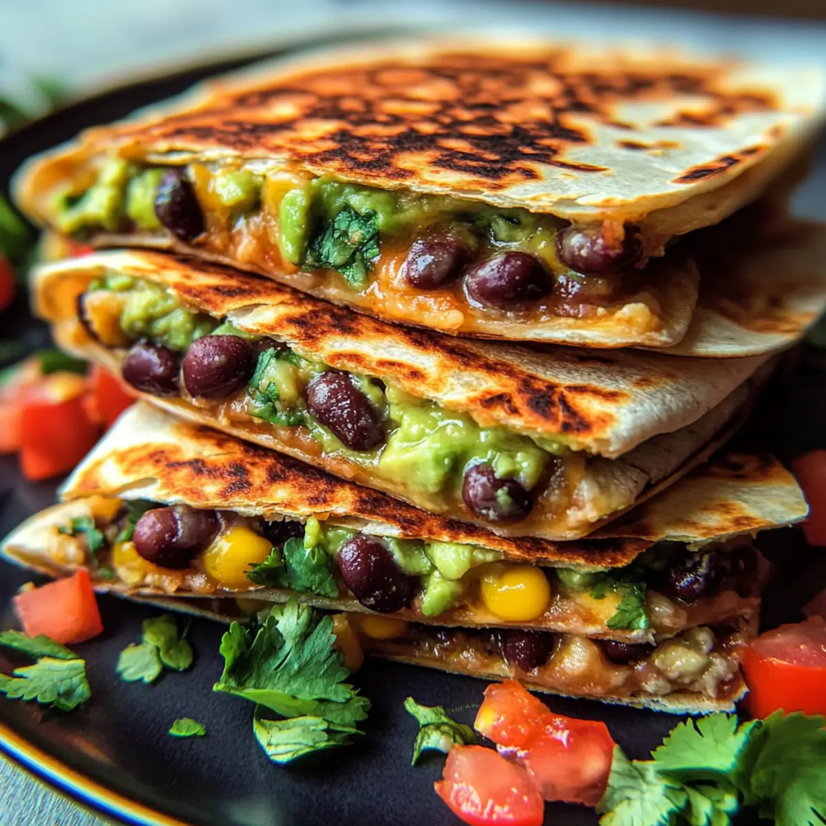 Vegan Quesadillas with Black Beans and Avocado