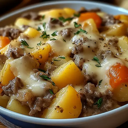 Crockpot Cheesesteak Potato Casserole