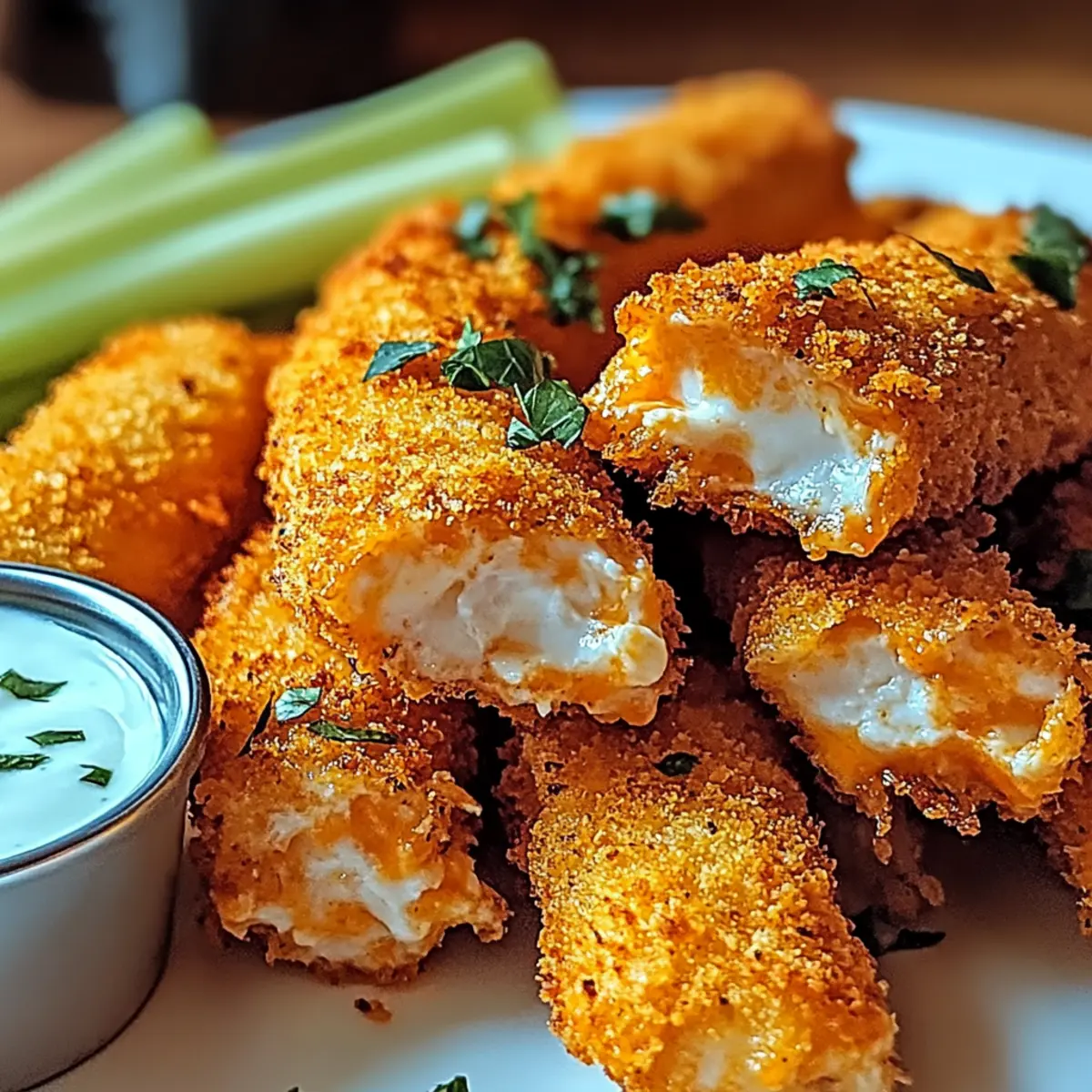 Buffalo Chicken Mozzarella Sticks