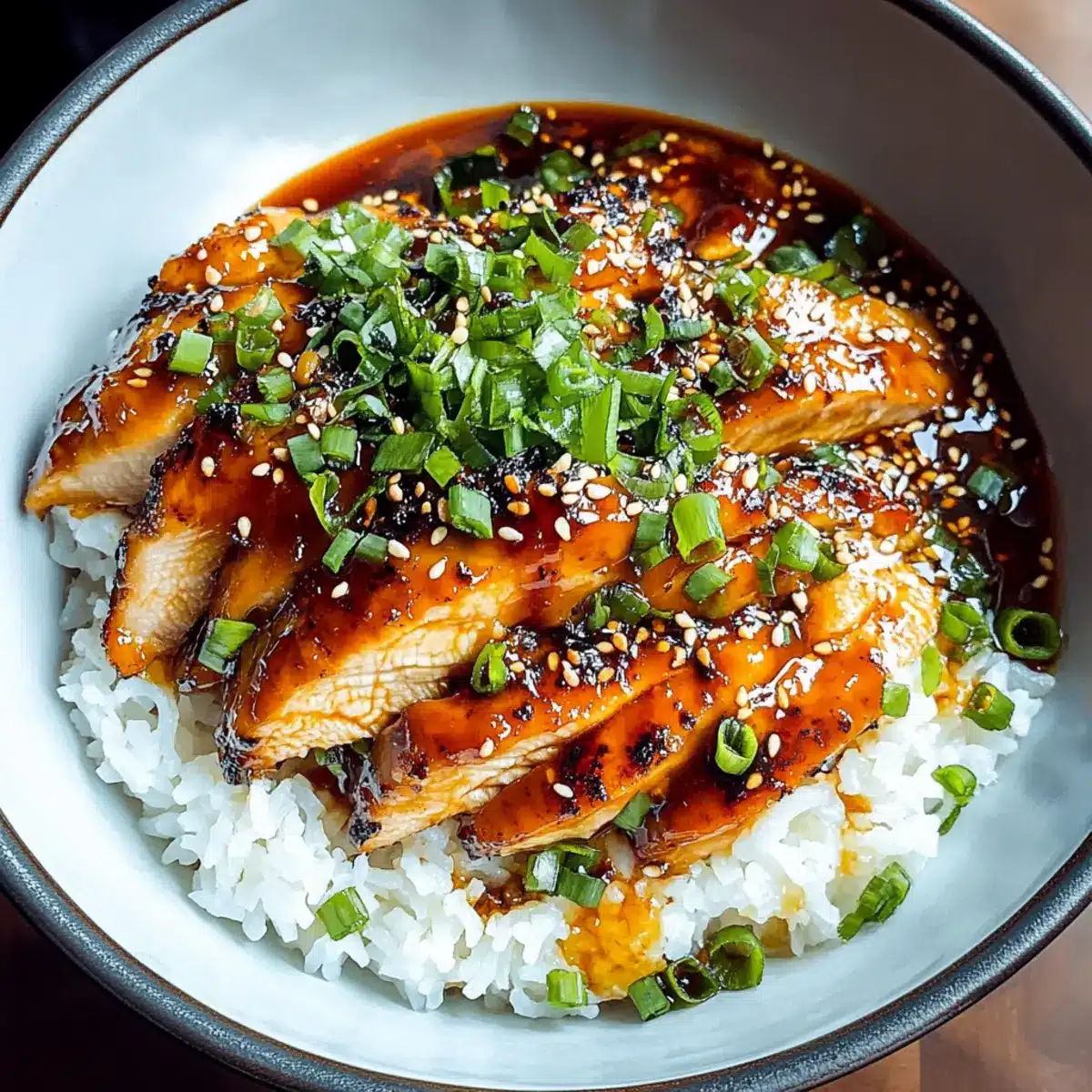 Caramelized Soy Chicken in Garlic Ginger Broth with Rice