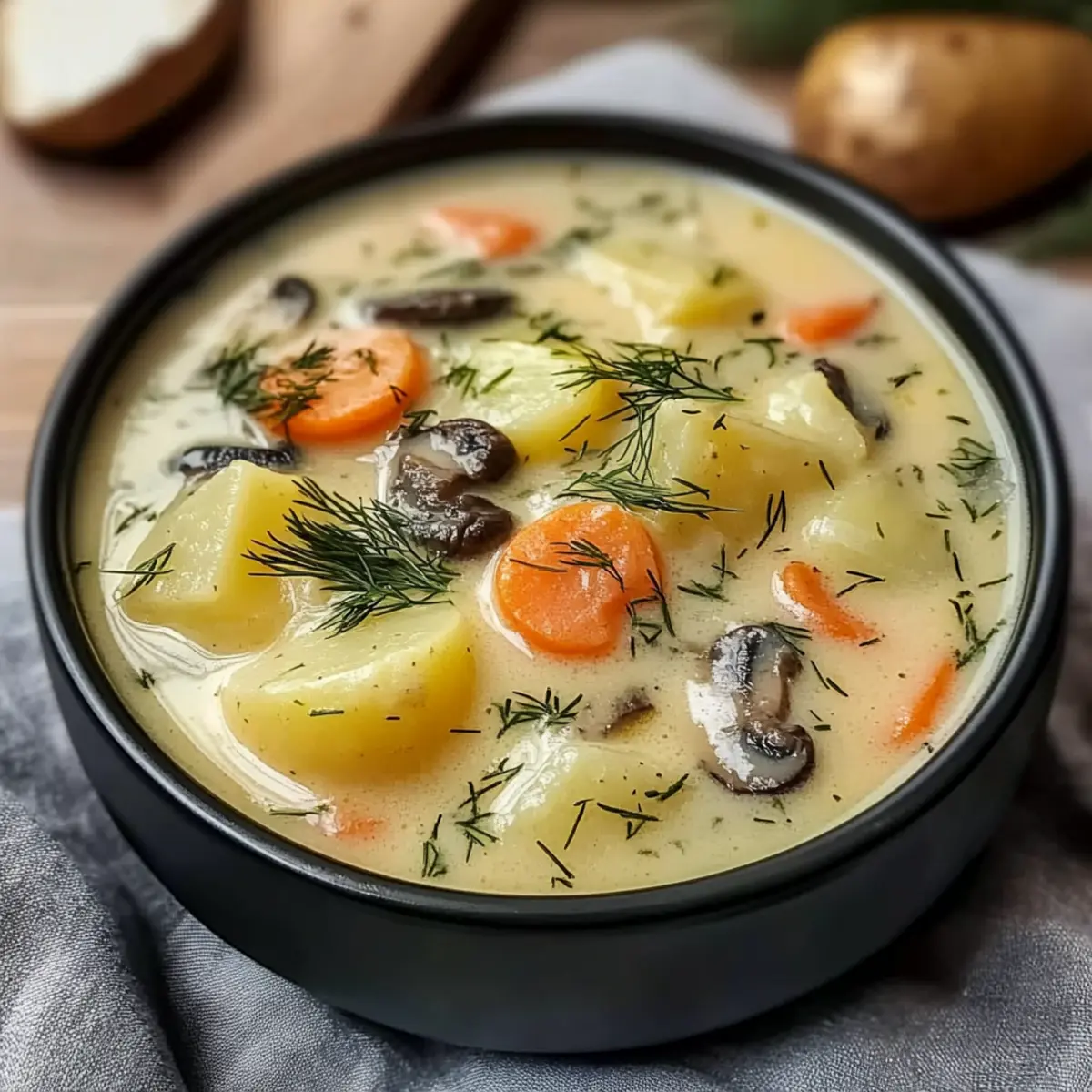 Russian Potato and Mushroom Soup