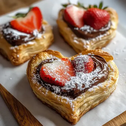 Strawberry Nutella Puff Pastry Hearts