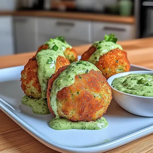 Salmon Balls with Creamy Avocado Sauce