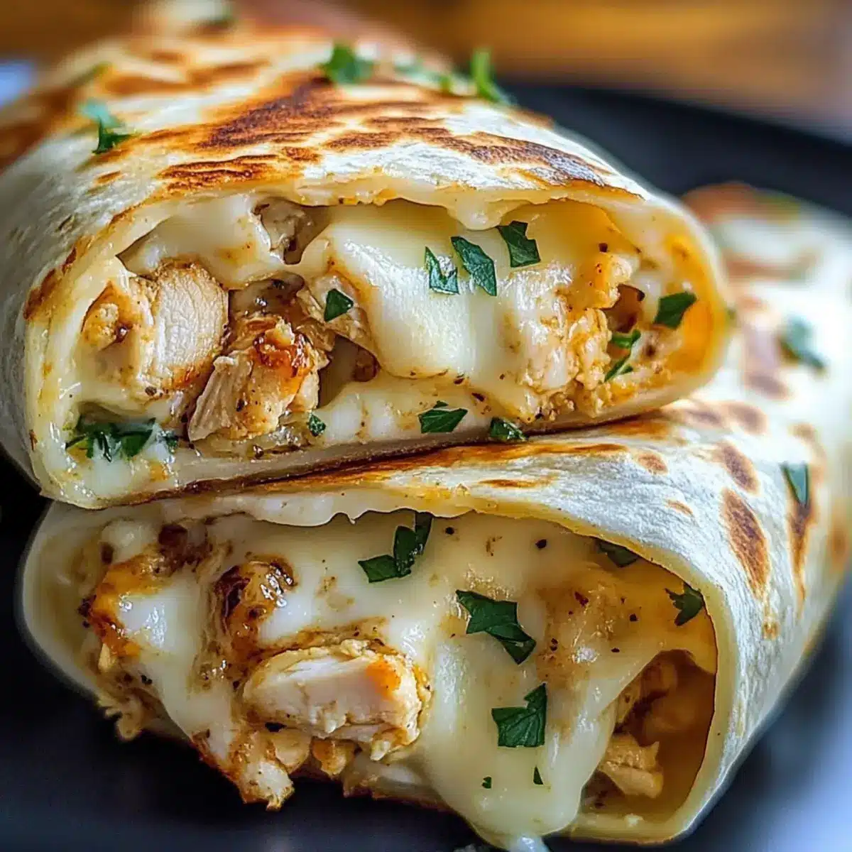 Low Carb Cheesy Garlic Chicken Wraps