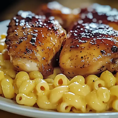 Honey Pepper Chicken with Macaroni and Cheese