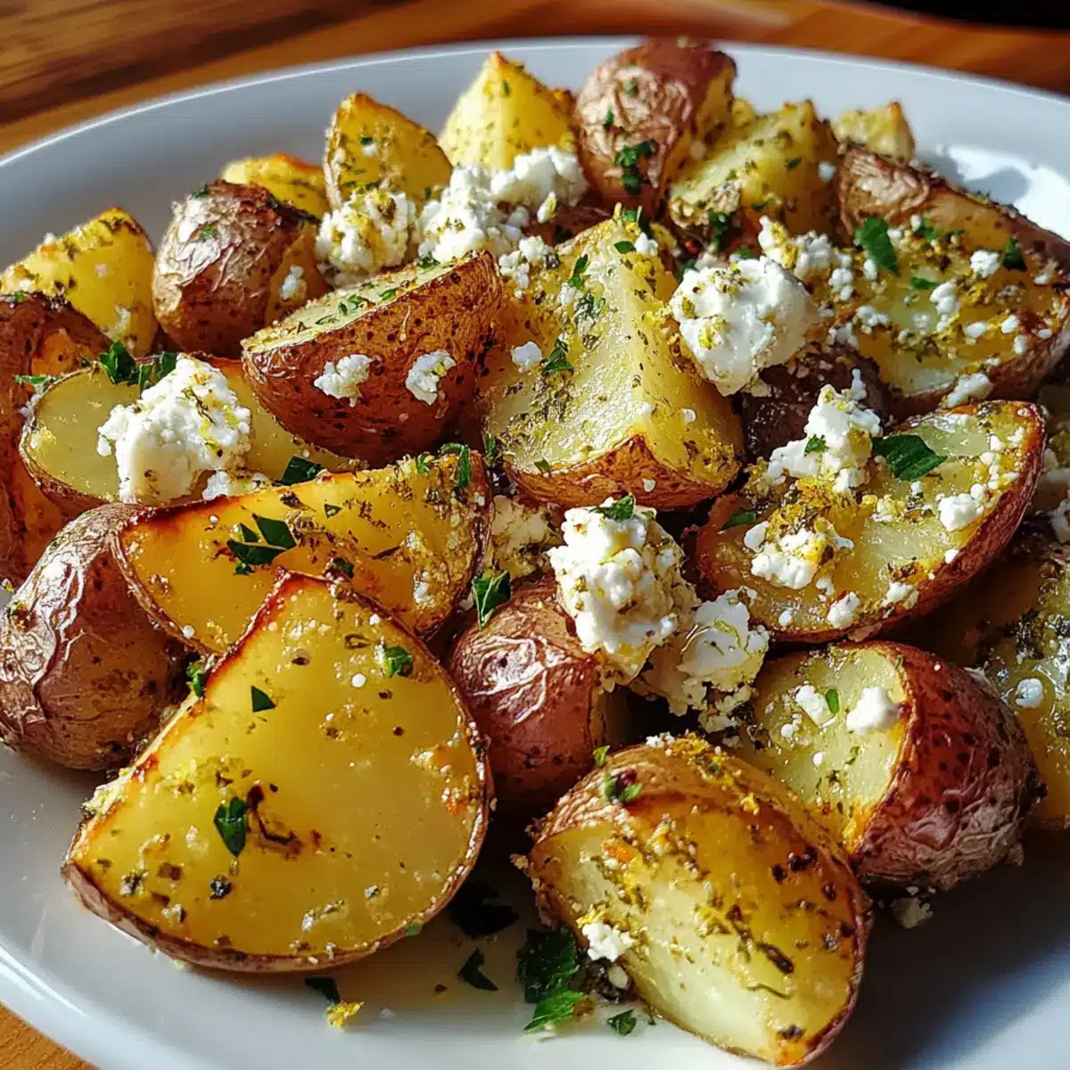 Greek Lemon Feta Roasted Potatoes