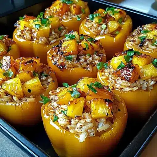 Teriyaki Pineapple Chicken and Rice Stuffed Peppers