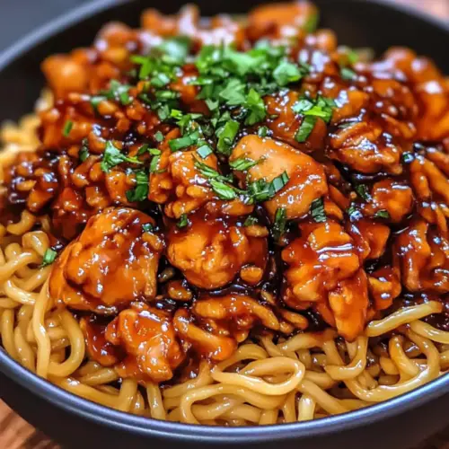 STICKY GARLIC CHICKEN NOODLES