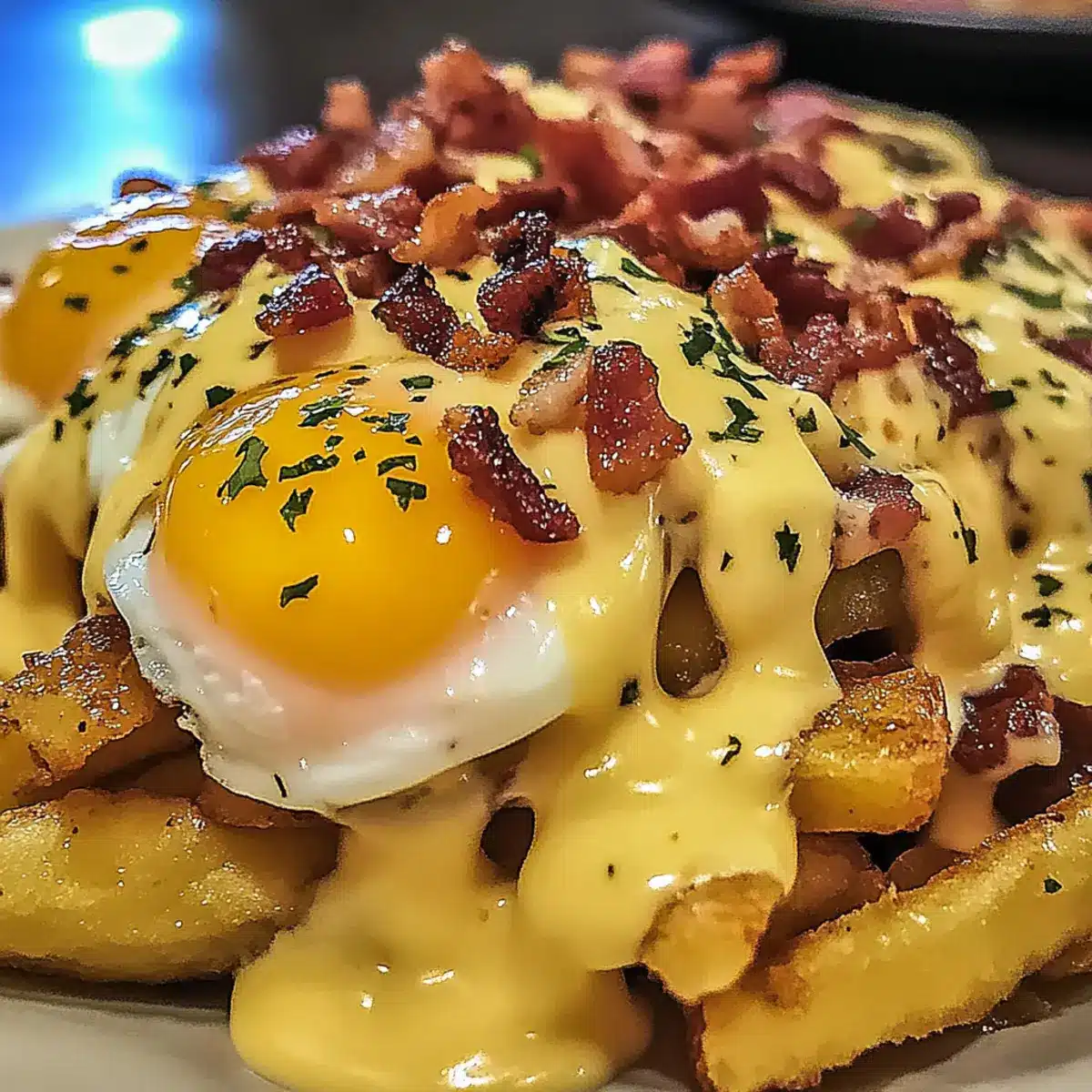 Breakfast Poutine with Velvety Hollandaise Sauce