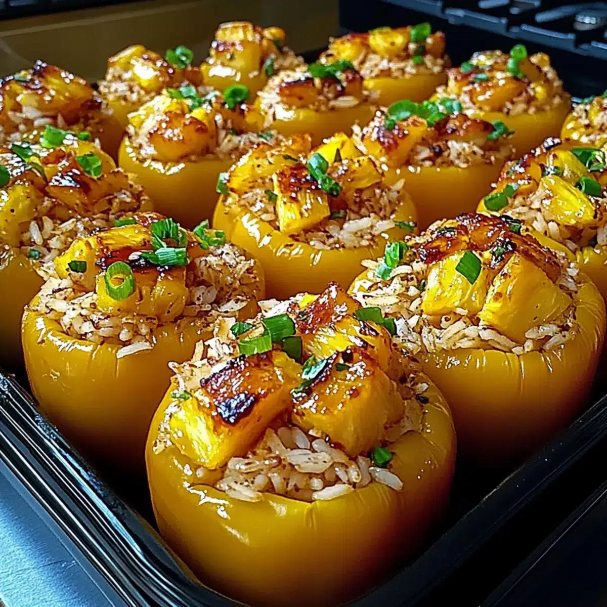Teriyaki Pineapple Chicken and Rice Stuffed Peppers