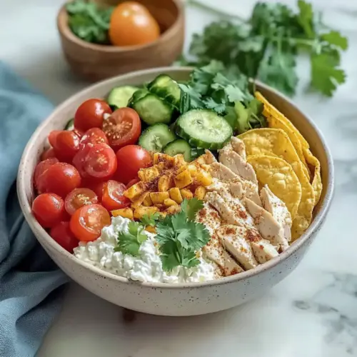 High Protein Cottage Cheese Chicken Taco Bowl