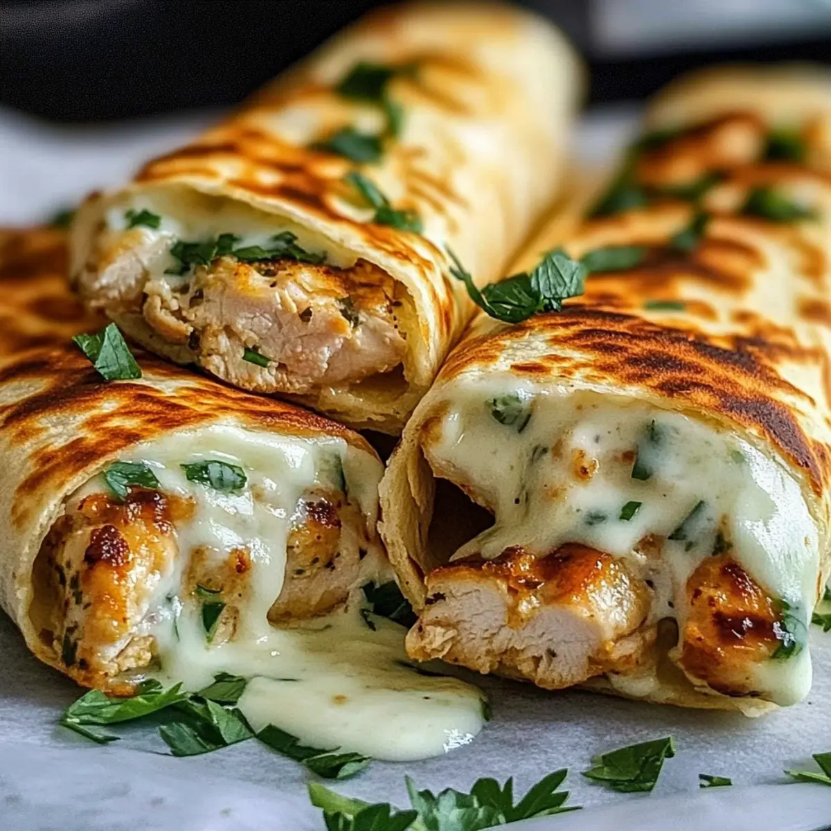 Low Carb Cheesy Garlic Chicken Wraps