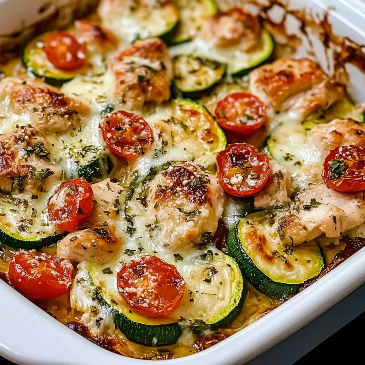 Mediterranean Chicken Zucchini Bake