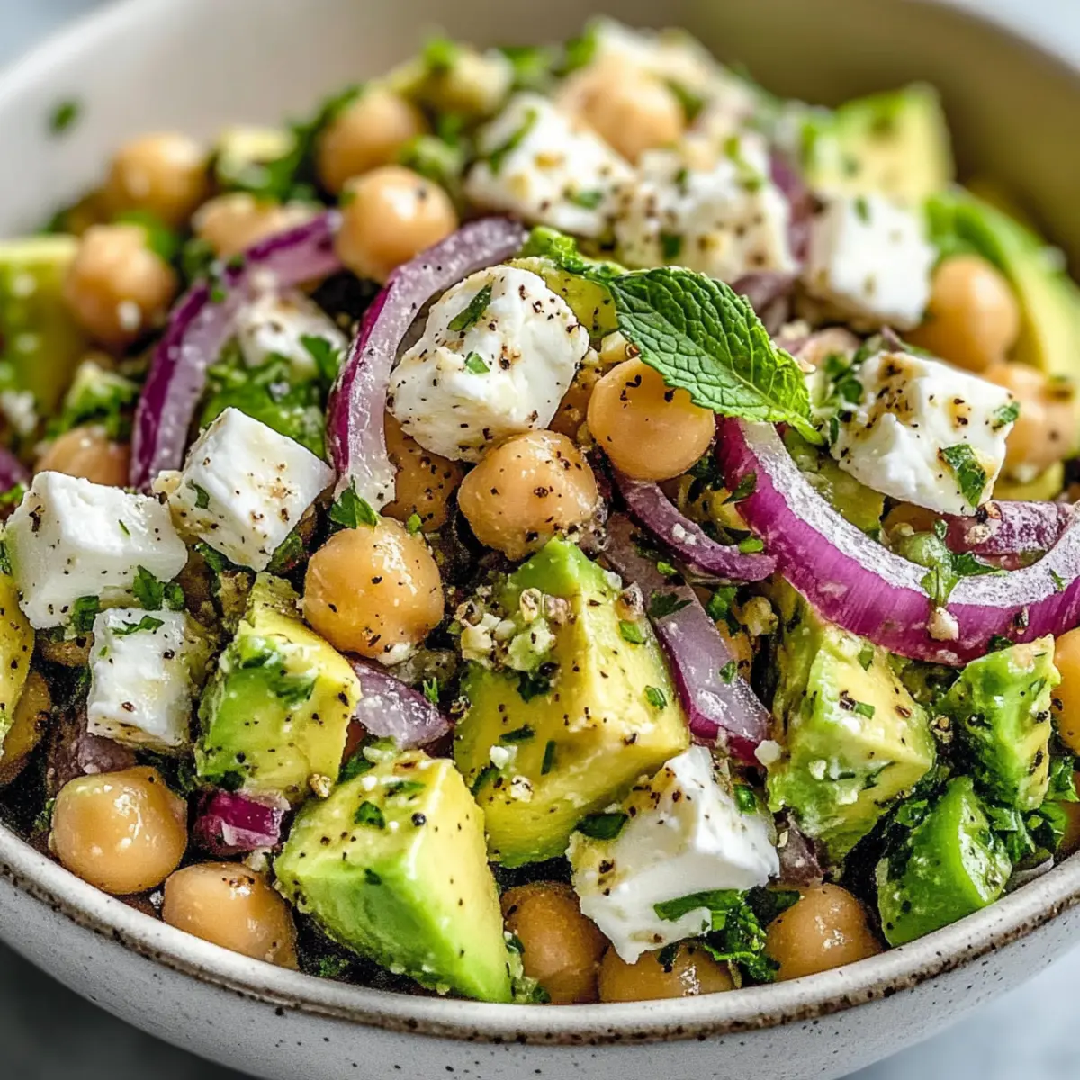 Chickpea Feta Avocado Salad
