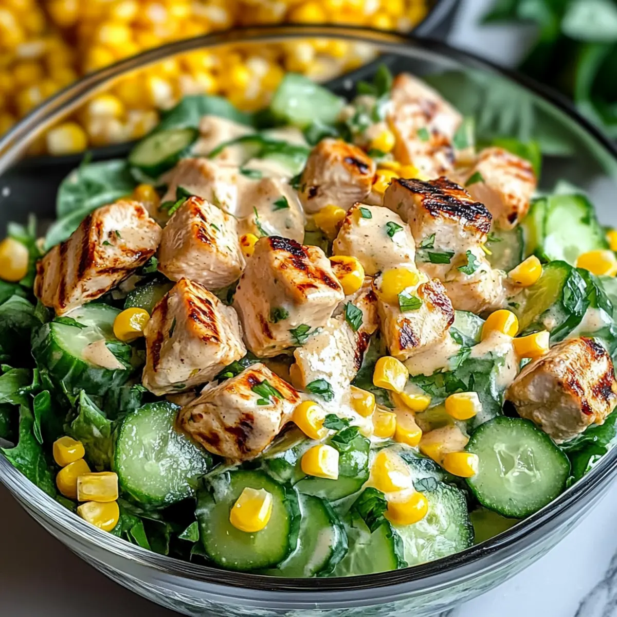 Street Corn Creamy Cucumber Chicken Salad