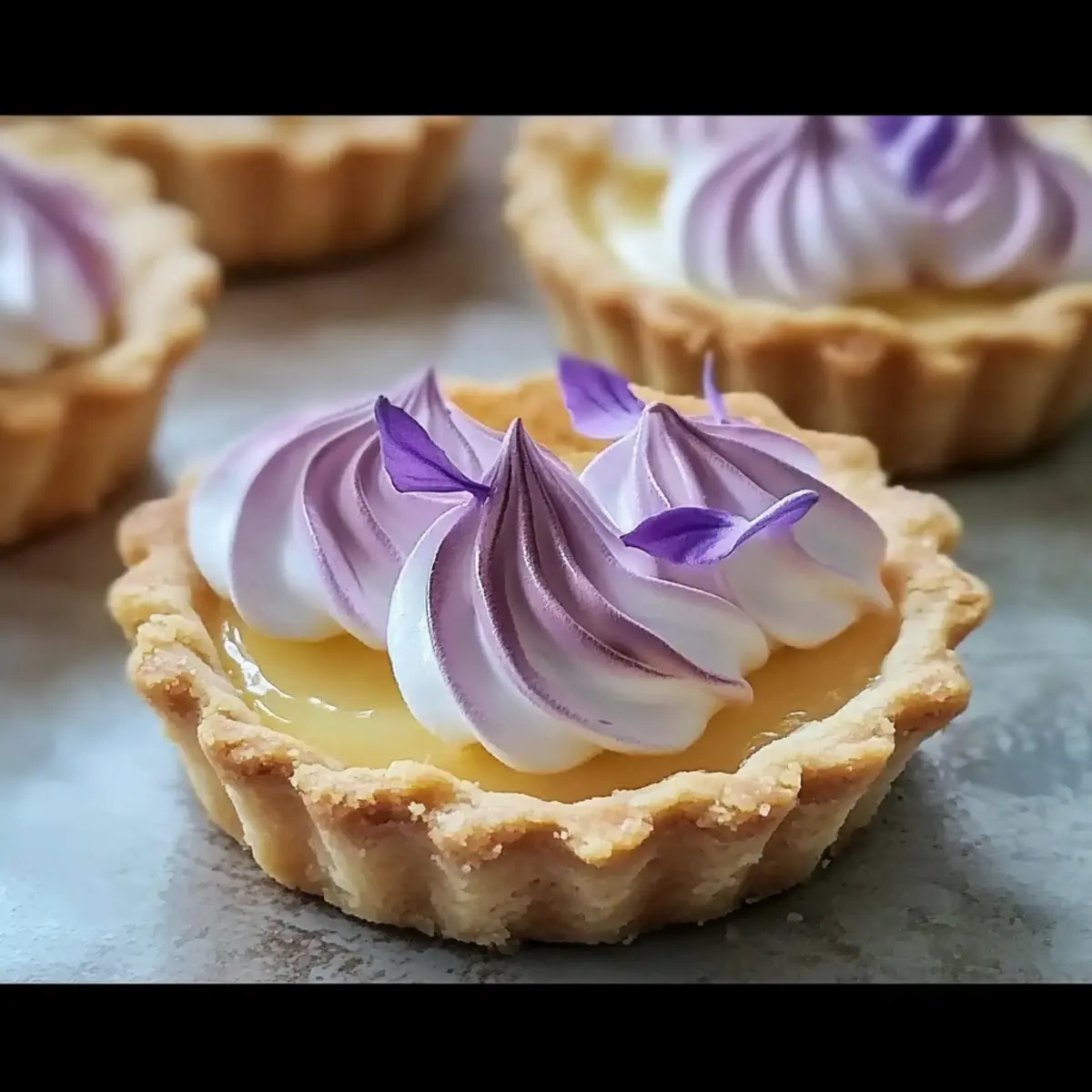 Mini Lemon Tart with Lilac Meringue