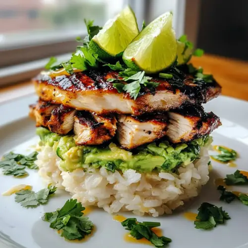 Honey Lime Chicken & Avocado Rice Stack