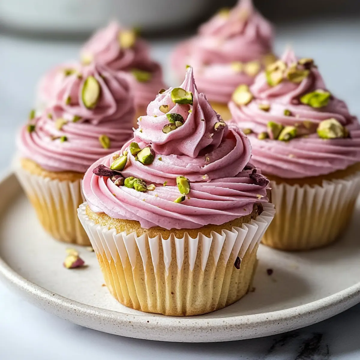 Rose and Pistachio Cupcakes: