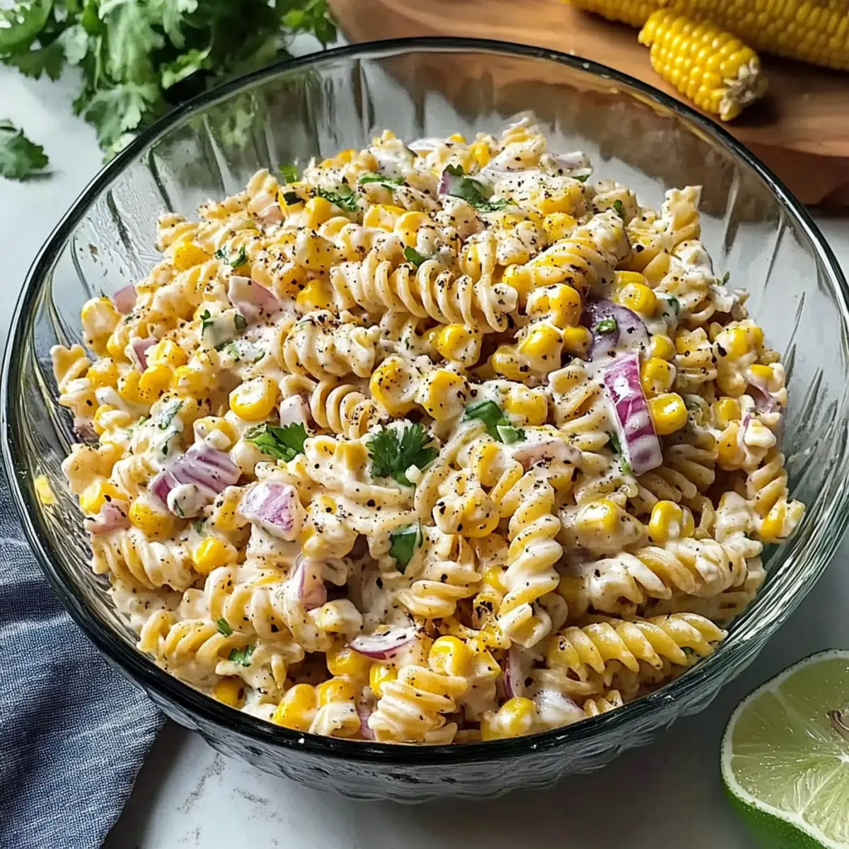 Creamy High Protein Elote Pasta Salad