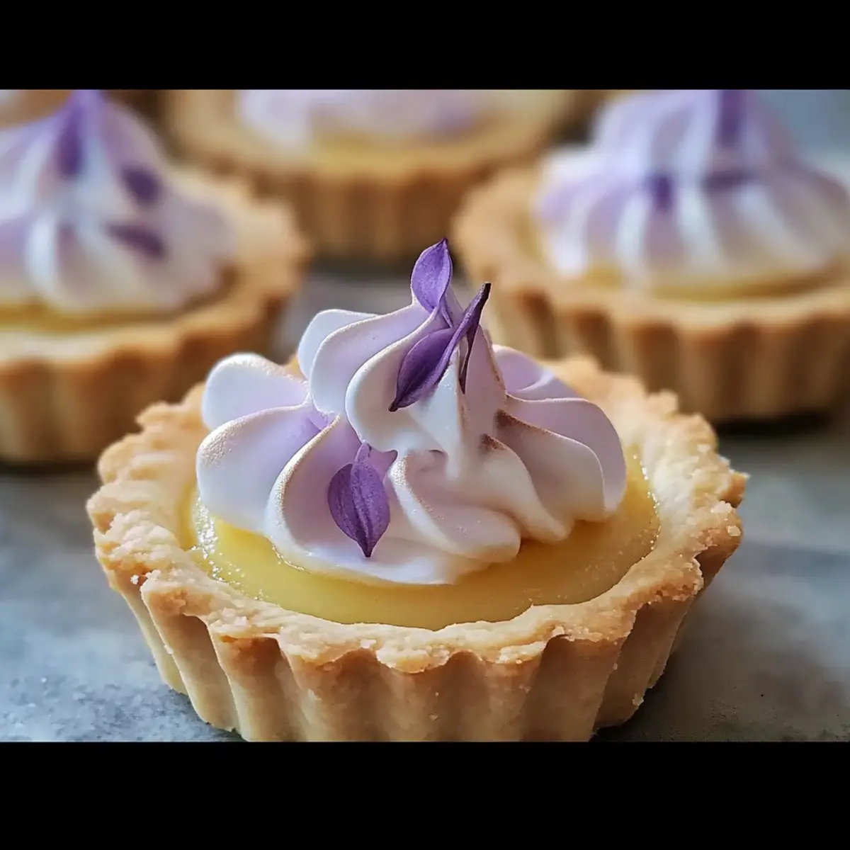 Mini Lemon Tart with Lilac Meringue