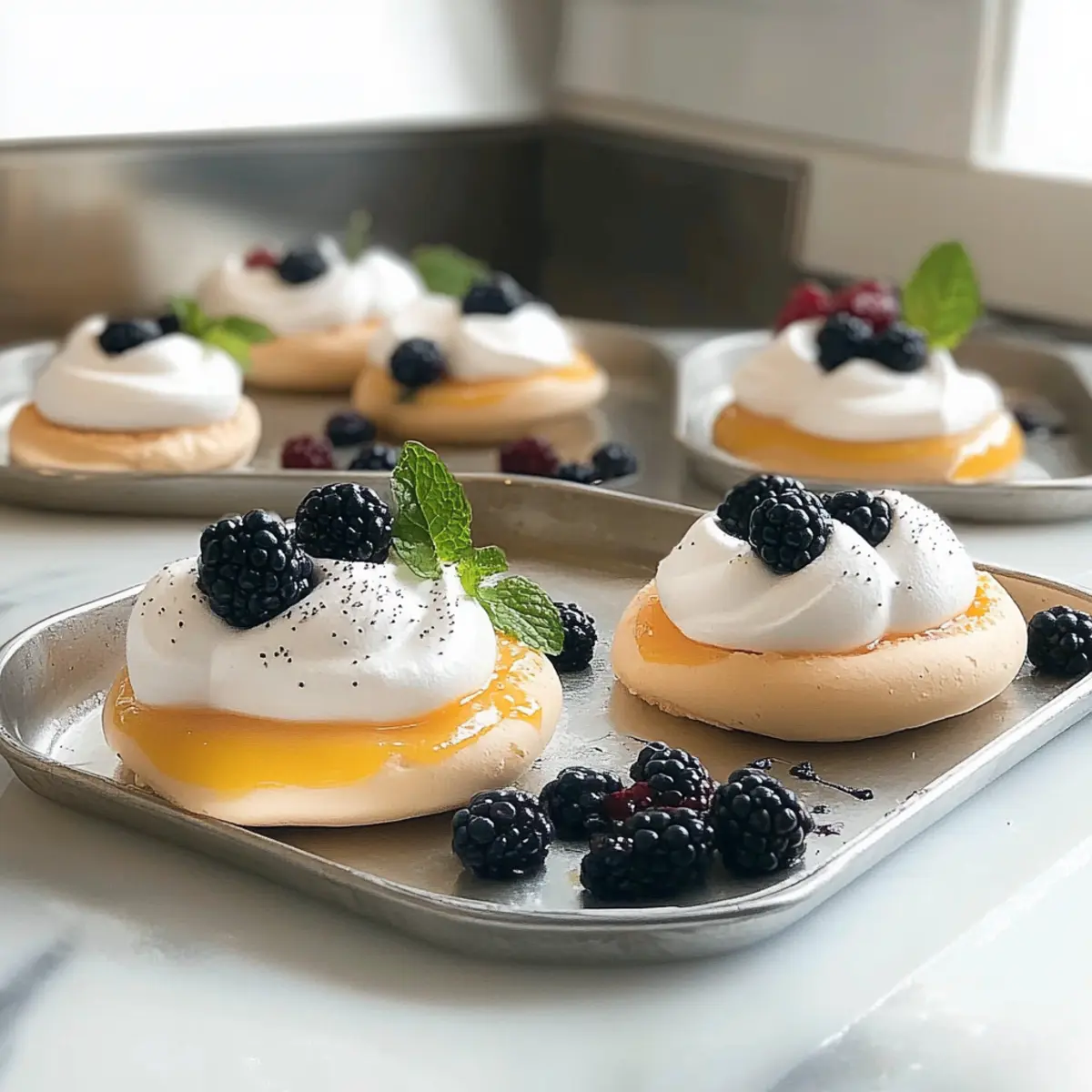 Mini Meringues with Lemon Curd