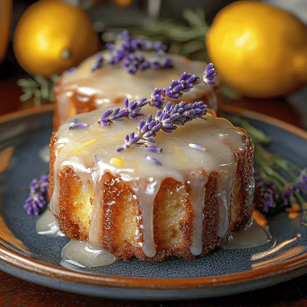 Mini Lemon Cakes with Lavender Glaze