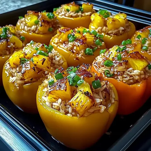 Teriyaki Pineapple Chicken and Rice Stuffed Peppers