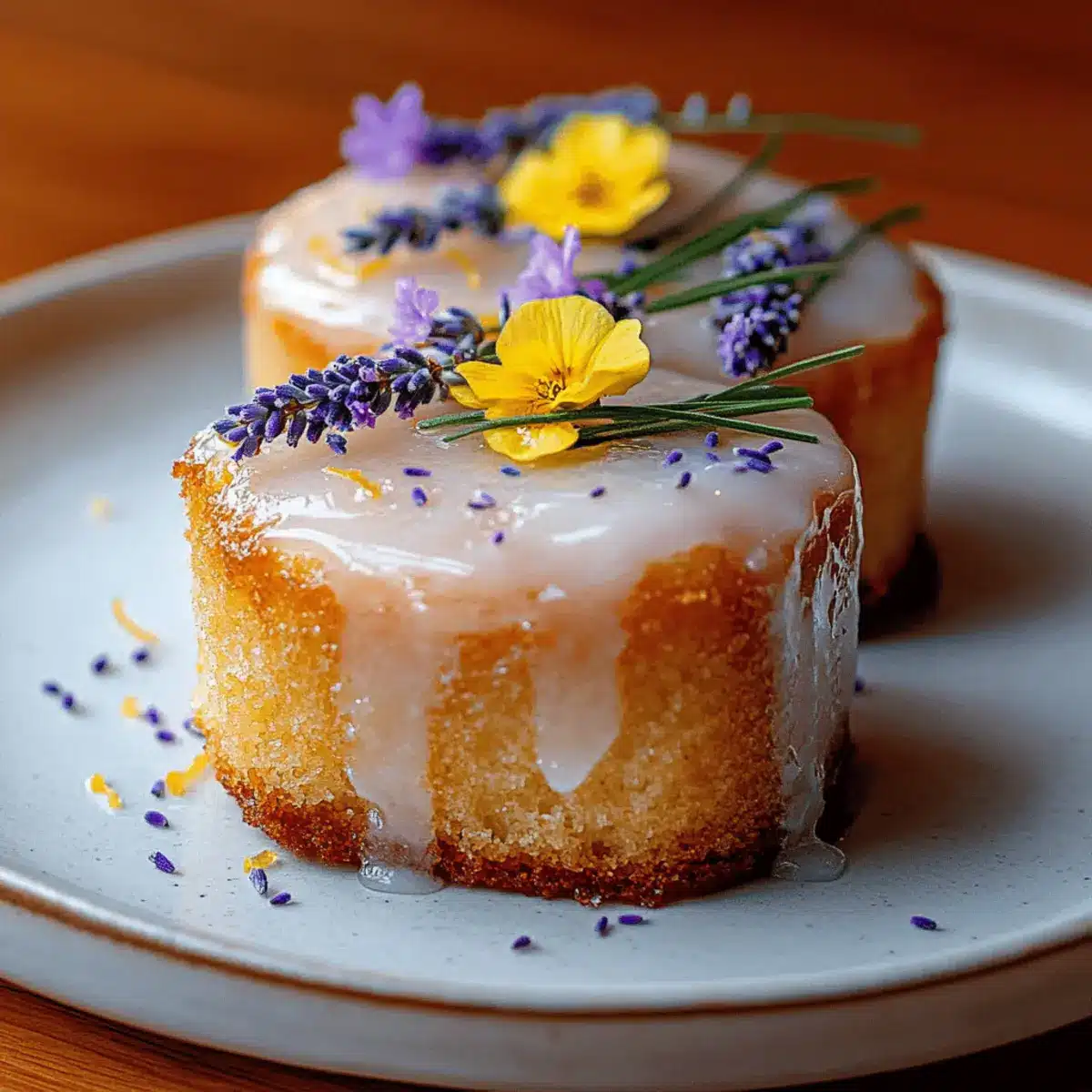 Mini Lemon Cakes with Lavender Glaze