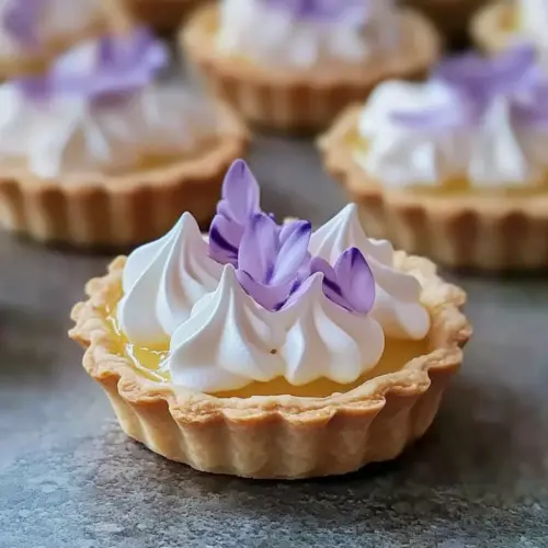 Mini Lemon Tart with Lilac Meringue