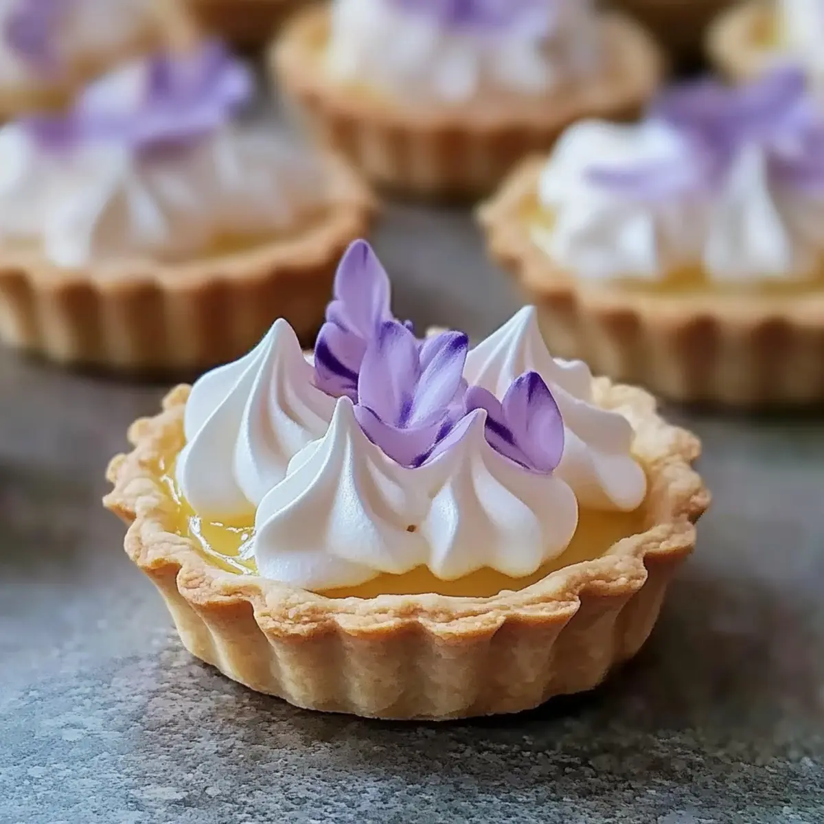 Mini Lemon Tart with Lilac Meringue