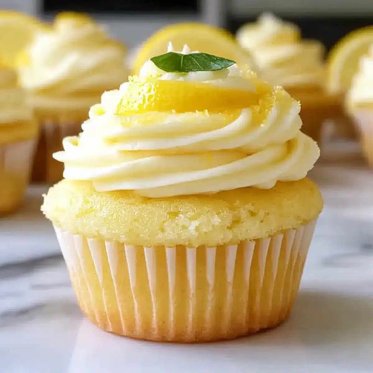 Cheesecake Stuffed Lemon Cupcakes with Lemon Frosting